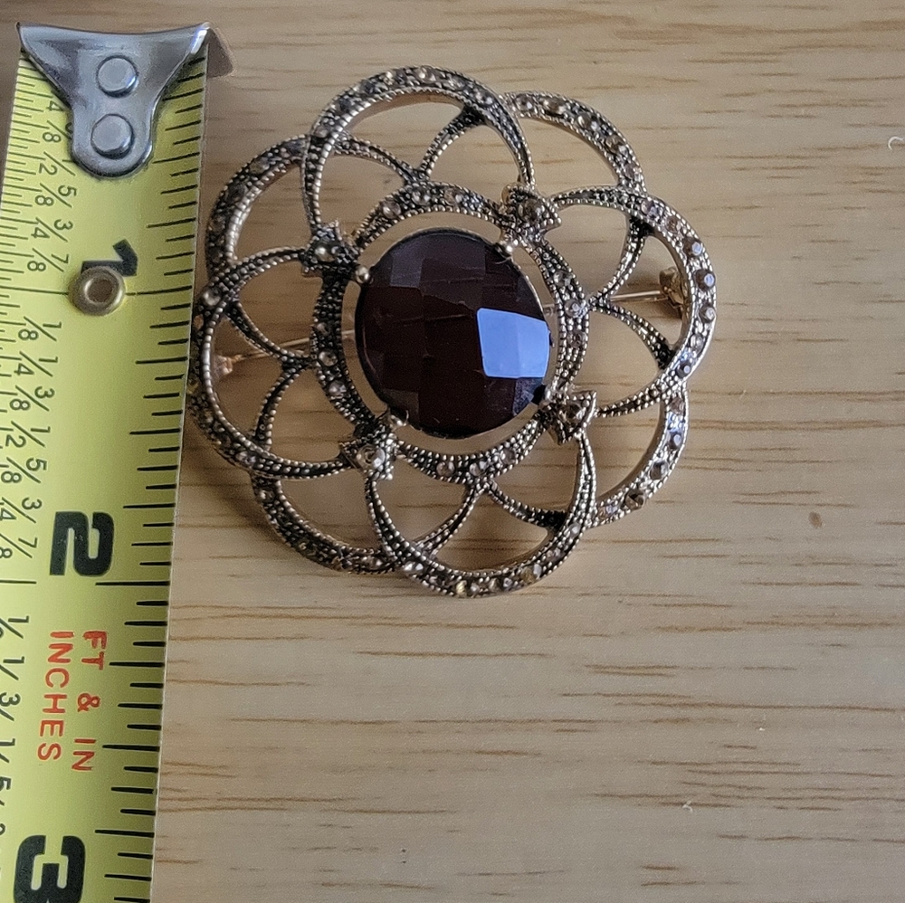 MONET Elegant Gold Tone And Rhinestone Brooch - Picture 7 of 7